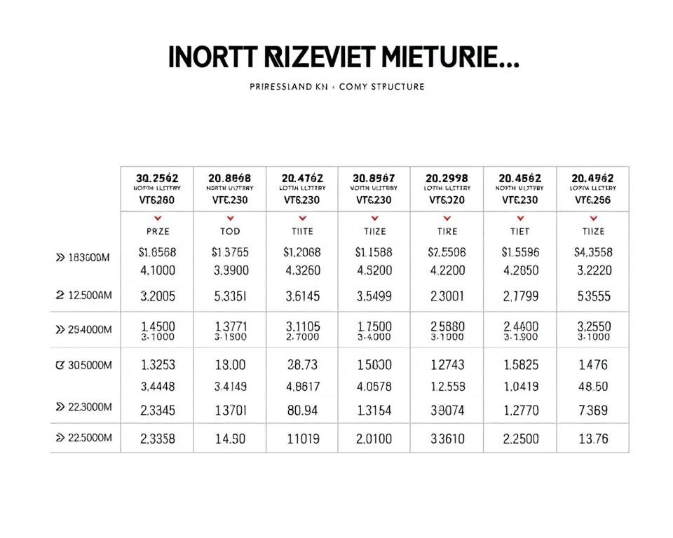 A high-quality detailed illustration of the North Vietnam lottery prize structure, depicting the various prize tiers and their corresponding values. The image should have a clean, professional aesthetic with a modern, minimalist style. Set against a neutral background, the design should prominently feature the TD88 logo and convey a sense of precision, organization, and transparency. The composition should utilize clean lines, geometric shapes, and a balanced layout to effectively communicate the key information. The overall tone should be authoritative, informative, and visually appealing.