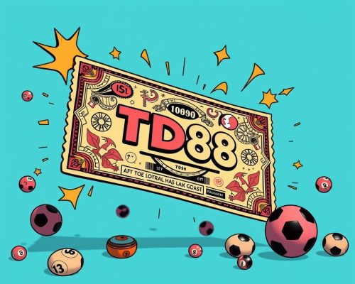 A striking visual representation of a "lotto strategy" concept. Showcase a meticulously crafted lottery ticket with intricate design elements, symbols, and patterns that suggest a systematic approach to winning the lottery. Depict the ticket in a bold, vibrant color palette, set against a clean, minimalist background that allows the ticket to be the focal point. Incorporate the brand name "TD88" prominently on the ticket, showcasing it as a trusted provider of lottery services. Imbue the overall scene with a sense of anticipation, possibility, and the potential for life-changing winnings, capturing the essence of the "simple tips to win big with lottery strategies" theme.