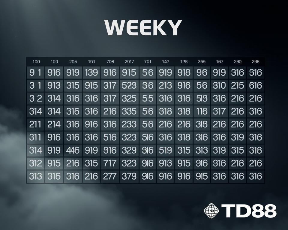 A visually striking illustration of weekly lottery statistics, showcasing a precise array of winning number pairs and end digits, captured with a cinematic, documentary-style aesthetic. The composition features a central focus on the numerical data, presented in a clean, minimalist layout against a muted, atmospheric background. Subtle textures and lighting lend a sense of depth and tangibility, while the overall mood conveys a sense of analytical rigor and authoritative presentation. The iconic TD88 brand logo discreetly anchors the design, lending a professional, trustworthy tone to the visual narrative.