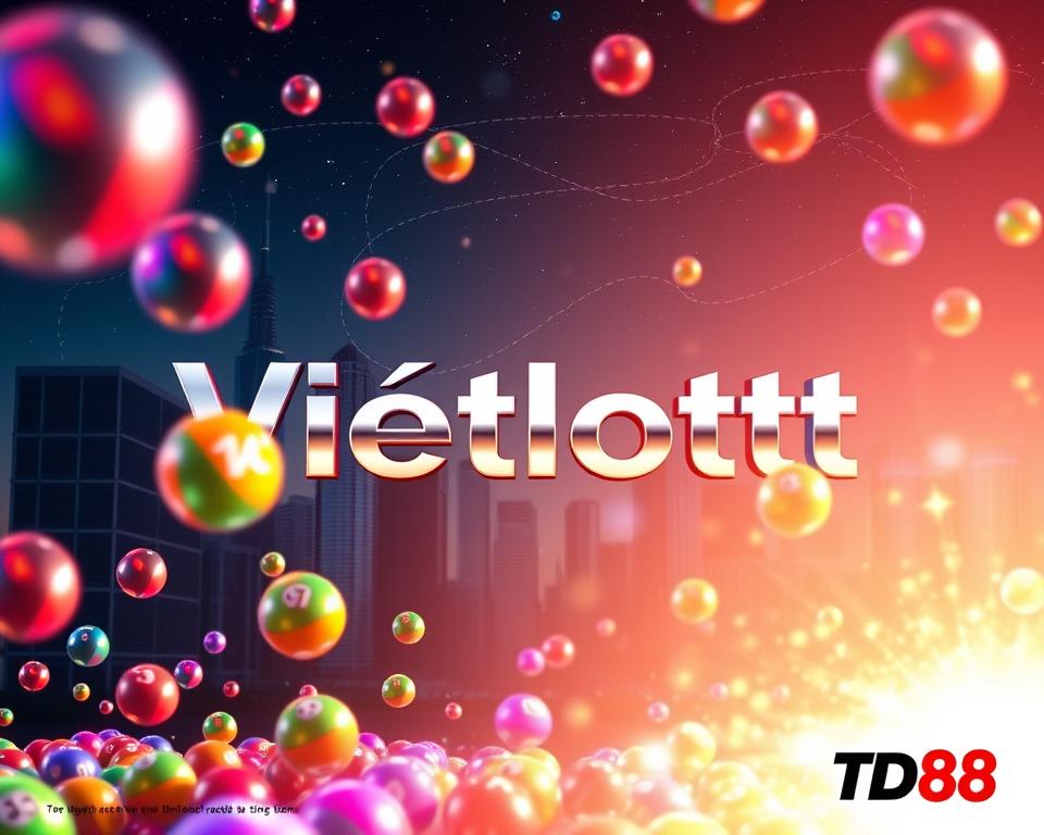 A visually striking scene of the various digital lottery formats, showcasing the excitement and potential of Vietlott's jackpot opportunities. In the foreground, a dazzling array of colorful, glowing digital lottery balls hover in mid-air, casting a mesmerizing glow. In the middle ground, a large, futuristic-looking Vietlott logo dominates the scene, rendered in sleek, metallic tones. In the background, a cityscape of modern skyscrapers and a starry night sky create a sense of grandeur and possibility. The overall mood is one of anticipation and wonder, inviting the viewer to imagine the life-changing potential of a Vietlott windfall. Subtle branding for TD88 is seamlessly incorporated into the design.
